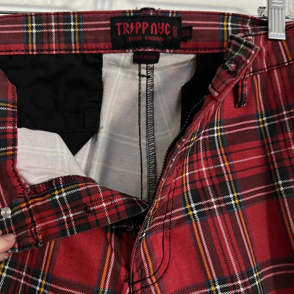 Tripp NYC Daang Goodman Red Plaid Pants Simple Size 30 - Picture 4 of 7